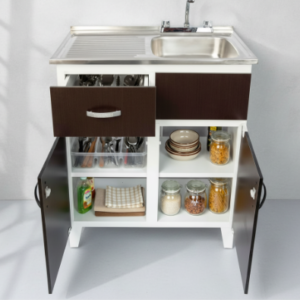 Fregadero con tarja de 80cm chocolate + kit