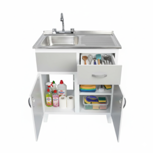 Fregadero Clasic con tarja de 80cm gris + kit